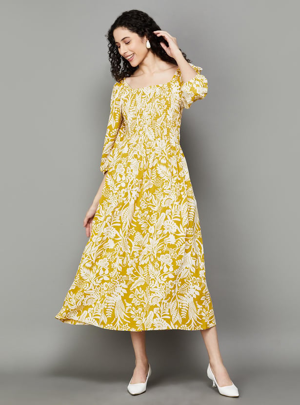 COLOUR ME Women Floral Print A-line Dress