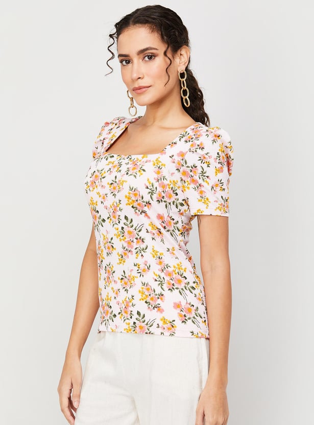 Buy CODE Women Floral Printed Puffed Sleeve Top from CODE at just INR 999.0