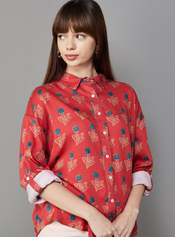 COLOUR ME Women Printed Collared Casual Shirt