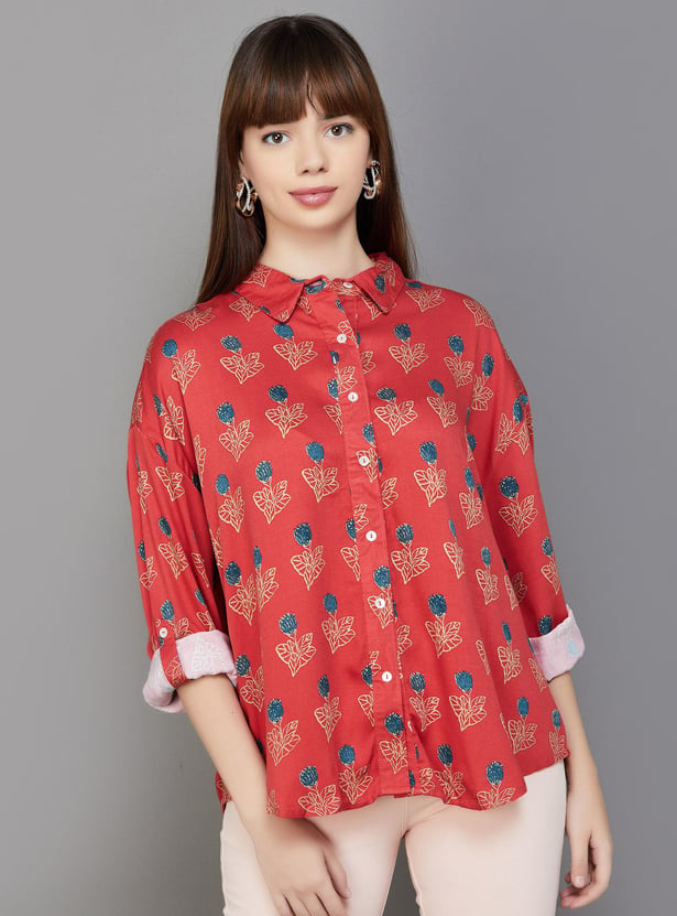 COLOUR ME Women Printed Collared Casual Shirt