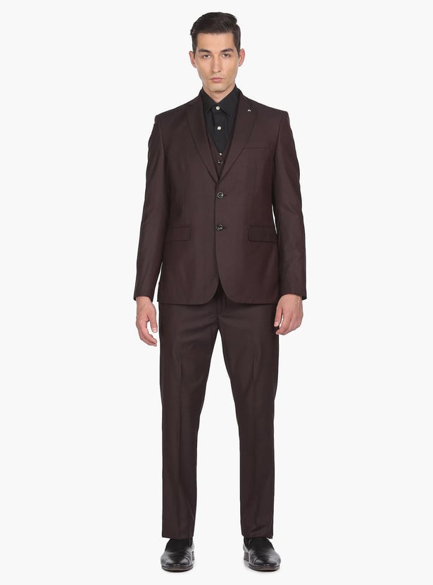 ARROW Men Notch Lapel Collar Patterned Three Piece Suit
