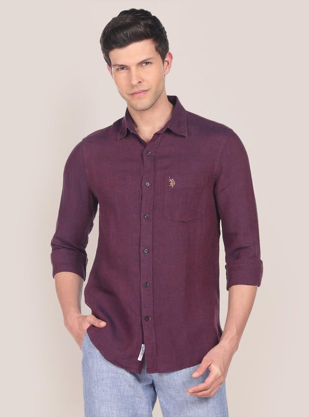 U.S. POLO ASSN. Men Full Sleeves Solid Casual Shirt