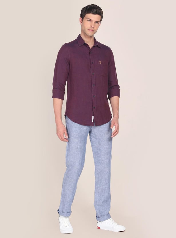 U.S. POLO ASSN. Men Full Sleeves Solid Casual Shirt