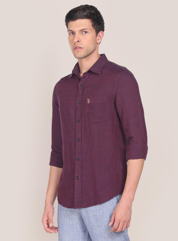 U.S. POLO ASSN. Men Full Sleeves Solid Casual Shirt