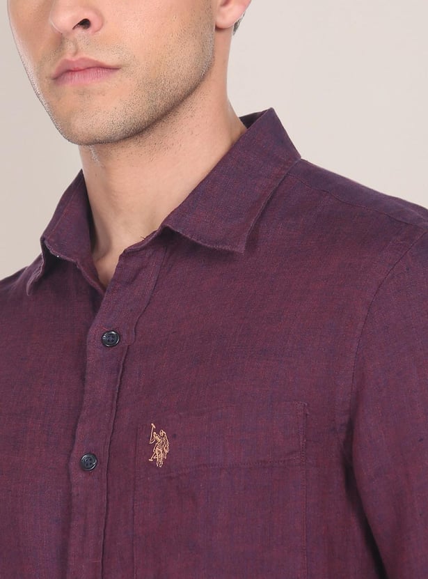U.S. POLO ASSN. Men Full Sleeves Solid Casual Shirt