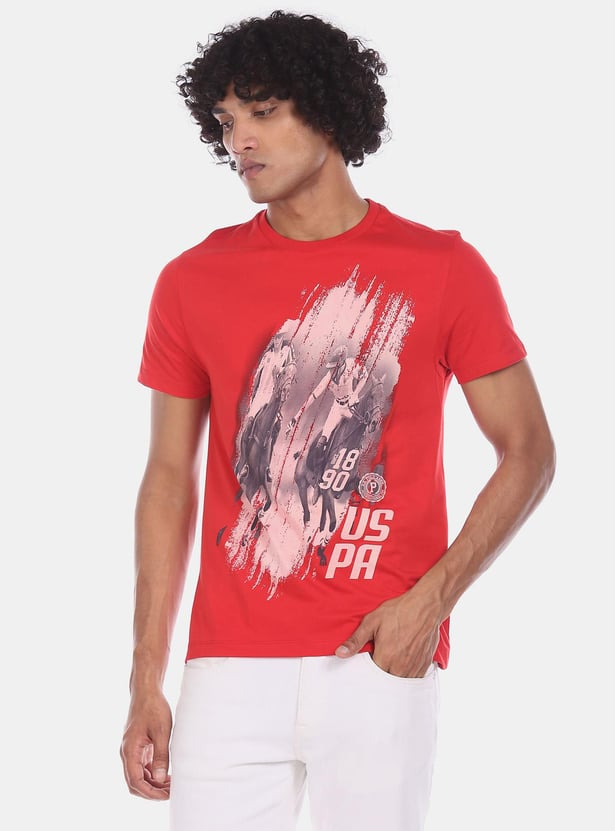 U.S.POLO ASSN. Men Printed Regular Fit Crew Neck T-shirt