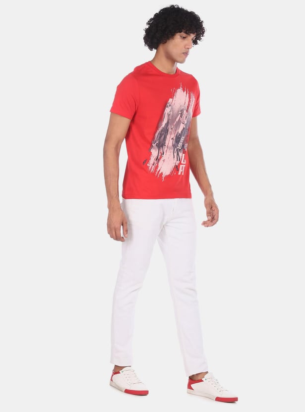 U.S.POLO ASSN. Men Printed Regular Fit Crew Neck T-shirt