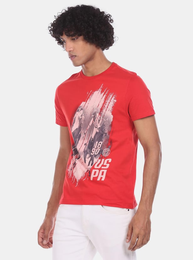 U.S.POLO ASSN. Men Printed Regular Fit Crew Neck T-shirt
