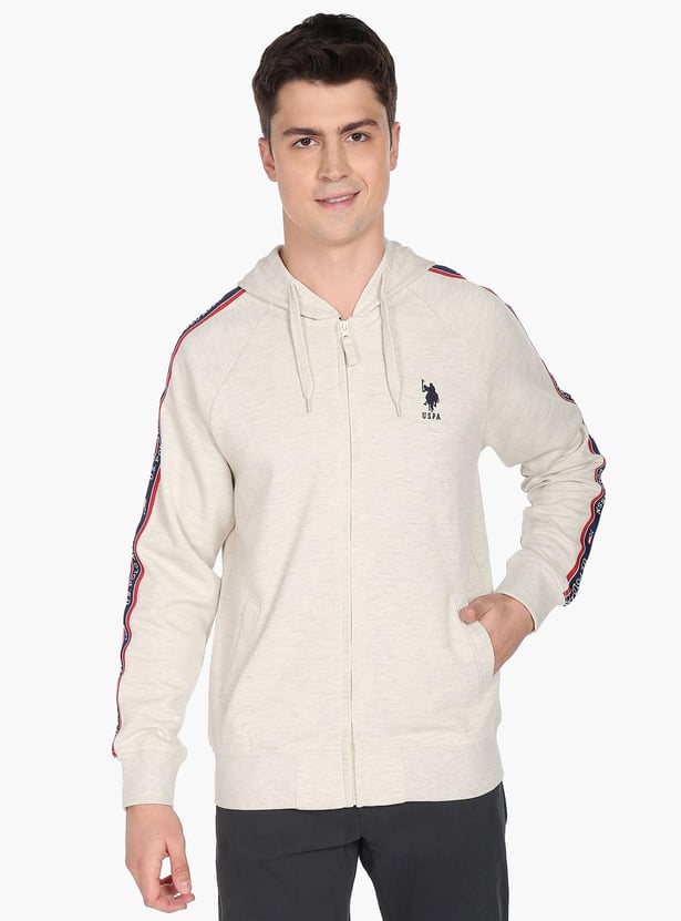U.S. POLO ASSN. Men Hooded Full Sleeves Sweatshirt