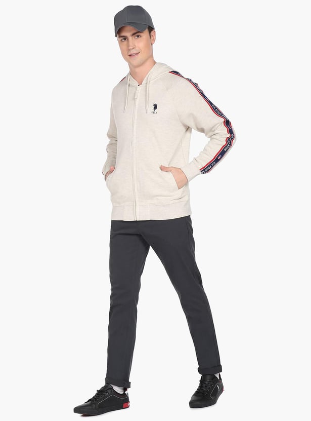 U.S. POLO ASSN. Men Hooded Full Sleeves Sweatshirt