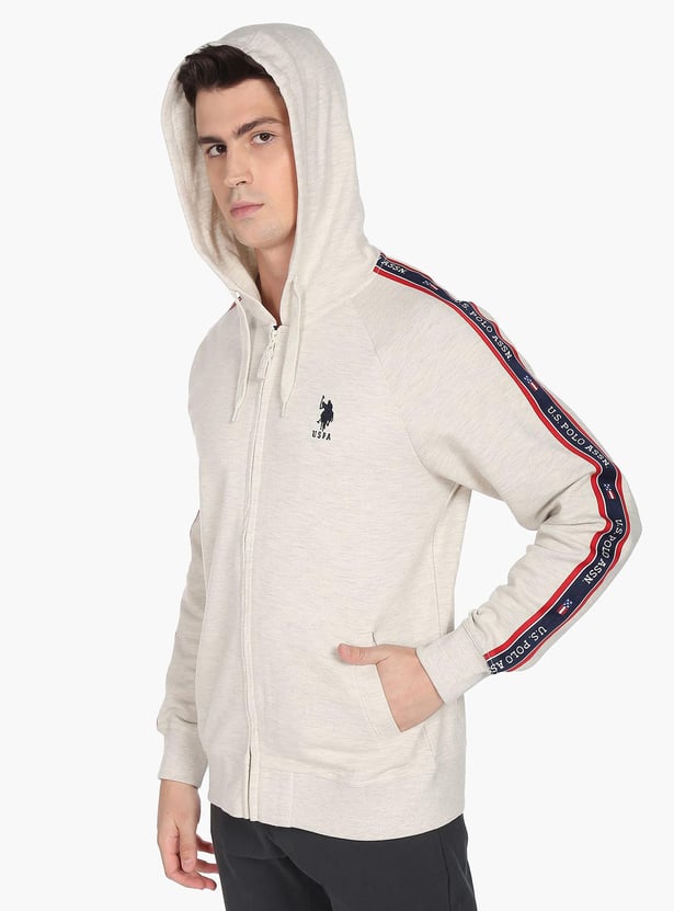 U.S. POLO ASSN. Men Hooded Full Sleeves Sweatshirt