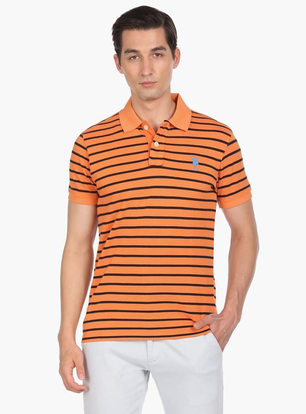 U.S. POLO ASSN. Men Half Sleeves Striped Polo T-Shirt