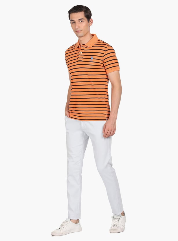 U.S. POLO ASSN. Men Half Sleeves Striped Polo T-Shirt