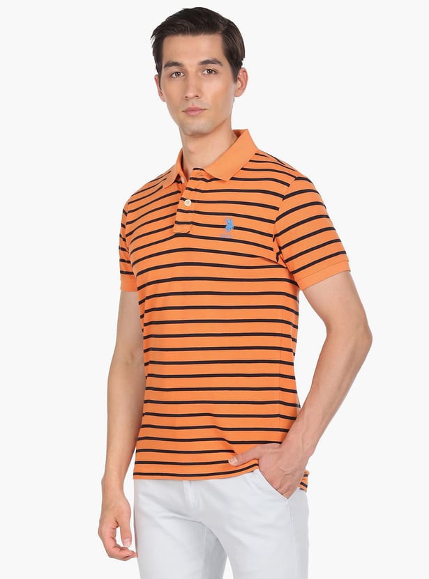 U.S. POLO ASSN. Men Half Sleeves Striped Polo T-Shirt