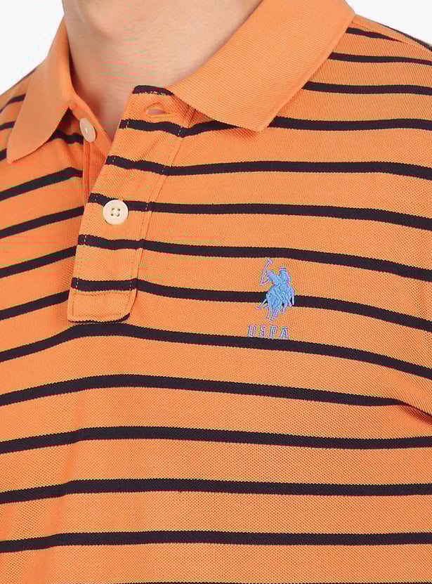 U.S. POLO ASSN. Men Half Sleeves Striped Polo T-Shirt