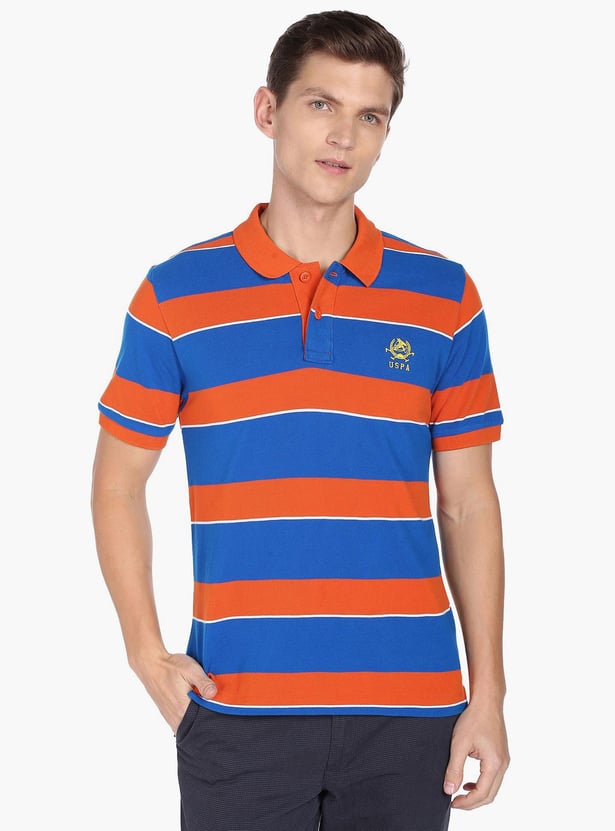 U.S. POLO ASSN. Men Striped Regular Fit Polo T-shirt