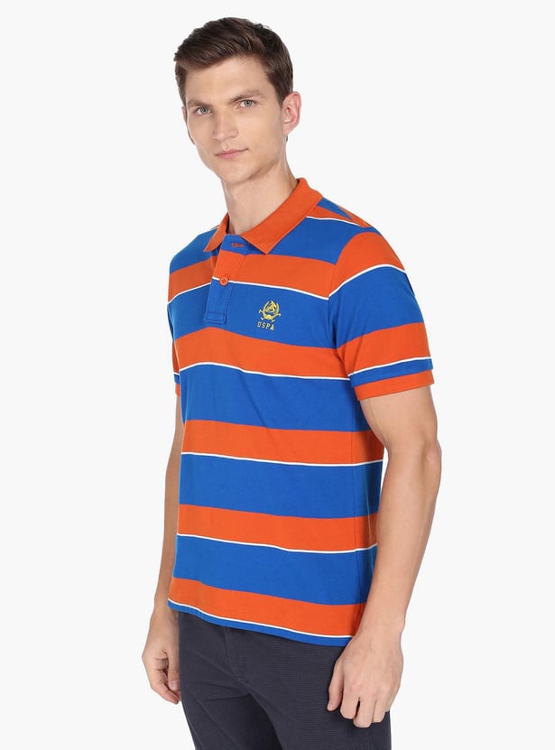 U.S. POLO ASSN. Men Striped Regular Fit Polo T-shirt