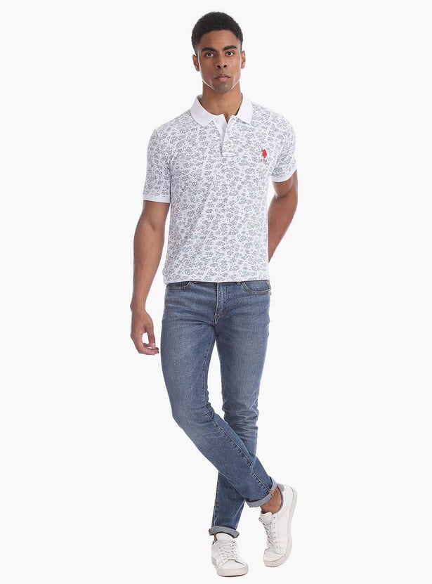 U.S. POLO ASSN. Men Floral Printed Slim Fit Polo T-Shirt