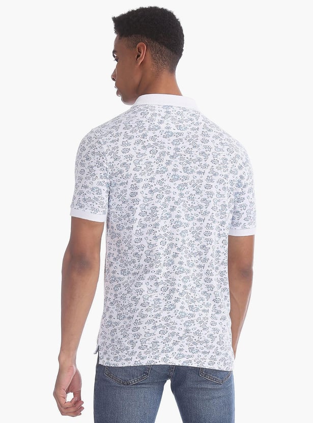 U.S. POLO ASSN. Men Floral Printed Slim Fit Polo T-Shirt