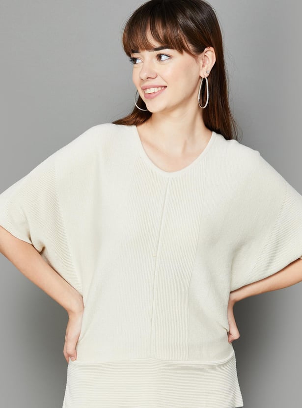 COLOUR ME Women Knit Drop Shoulder Top