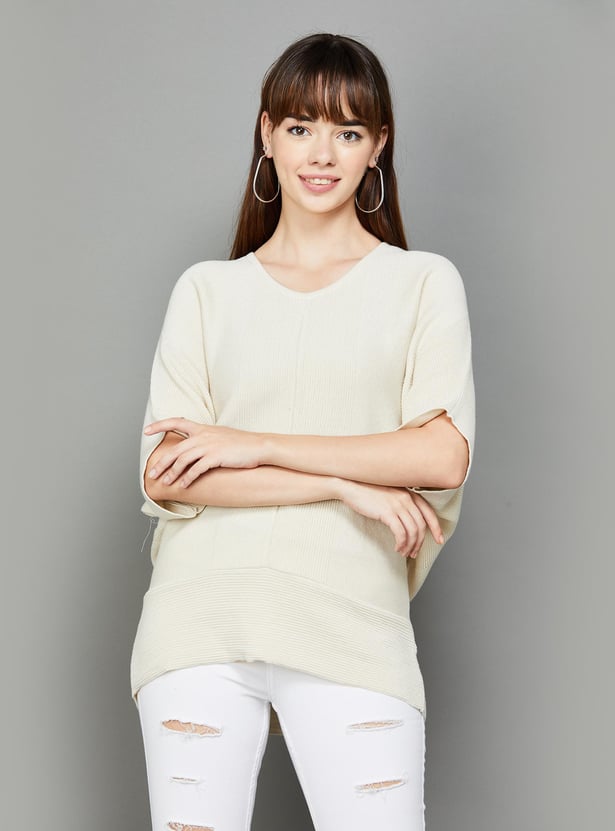 COLOUR ME Women Knit Drop Shoulder Top