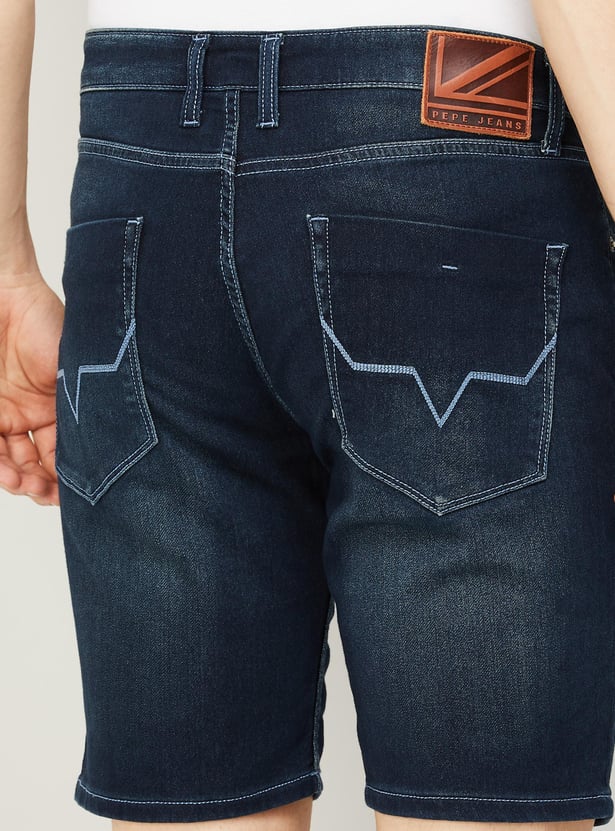 PEPE JEANS Men Washed Slim Fit Denim Shorts