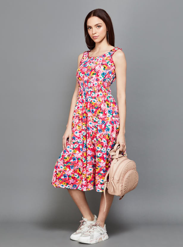 White Ginger Red A-Line Dress with Cap Sleeves main image 1