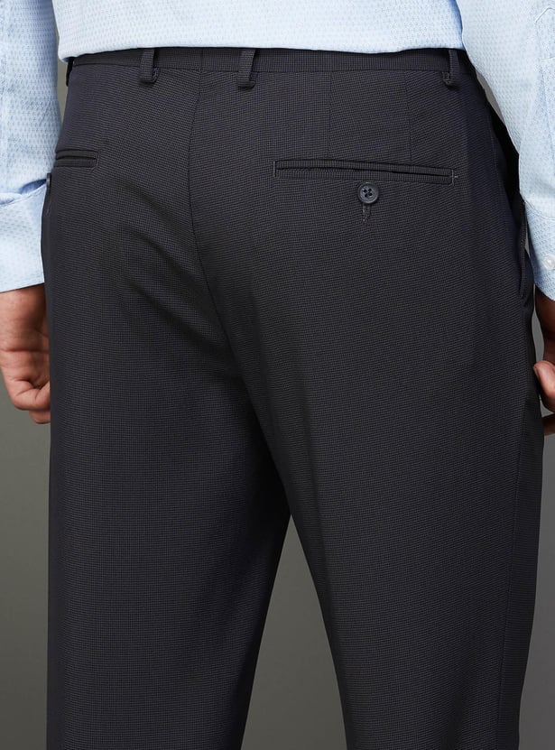 CODE Men Textured Slim Tapered Formal Trousers