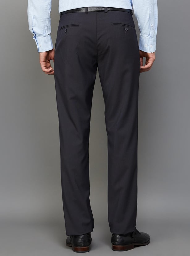 CODE Men Textured Slim Tapered Formal Trousers