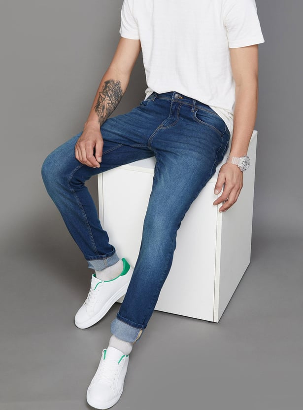 DENIMIZE Men Slim Tapered Dark Jeans