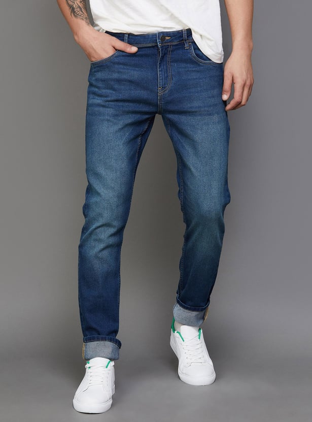 DENIMIZE Men Slim Tapered Dark Jeans