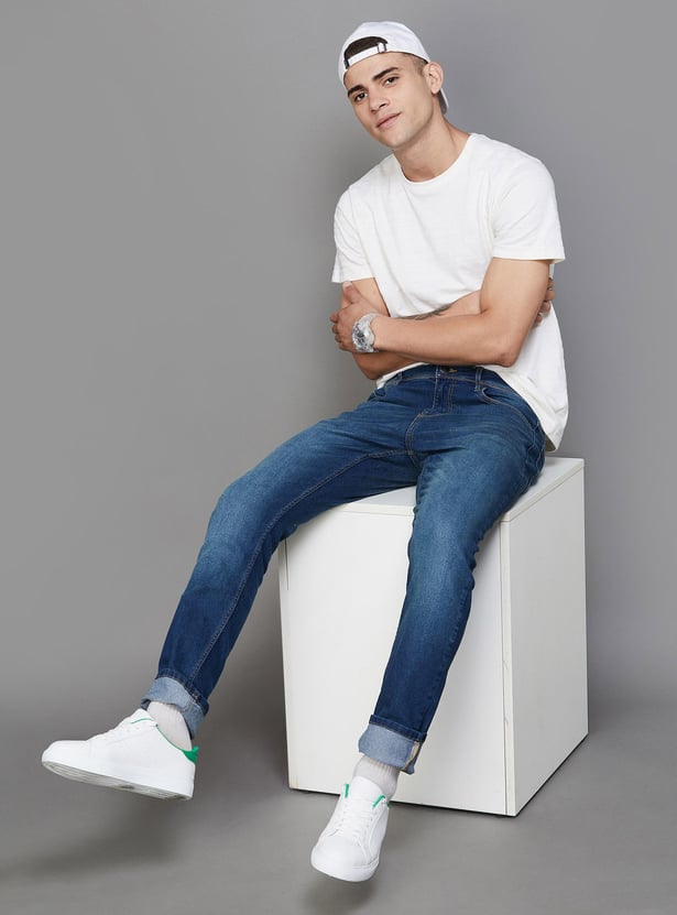 DENIMIZE Men Slim Tapered Dark Jeans