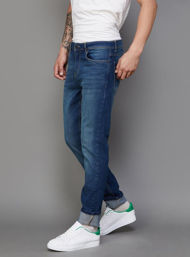 DENIMIZE Men Slim Tapered Dark Jeans
