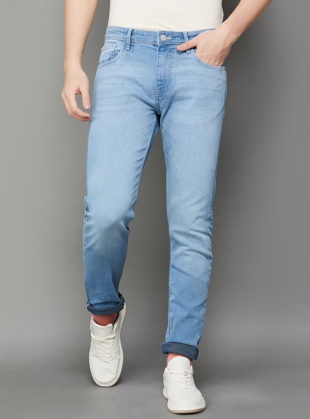 DENIMIZE Men Light Washed Slim Tapered Jeans