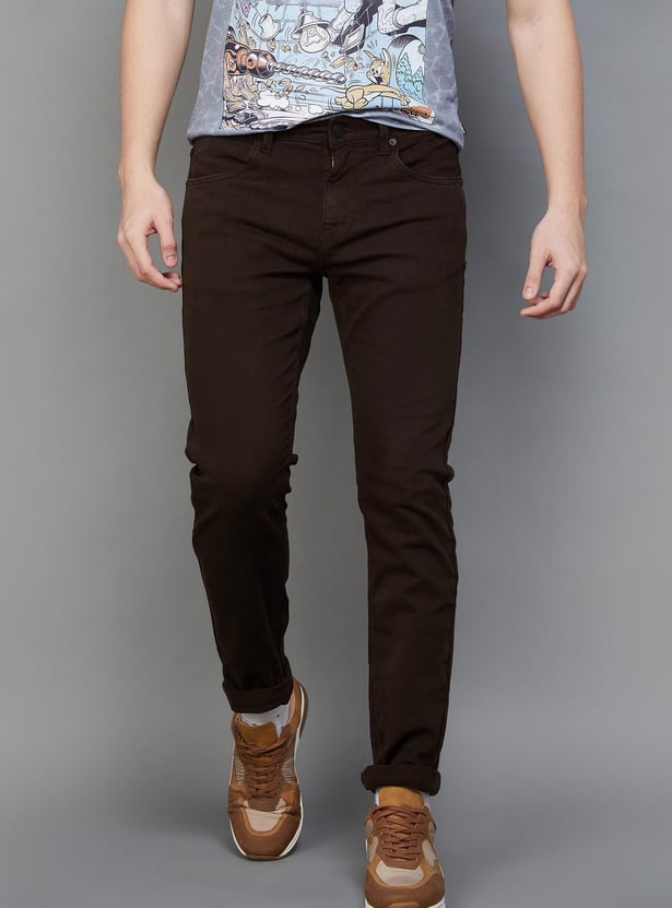 DENIMIZE Men Solid Slim Tapered Dark Jeans