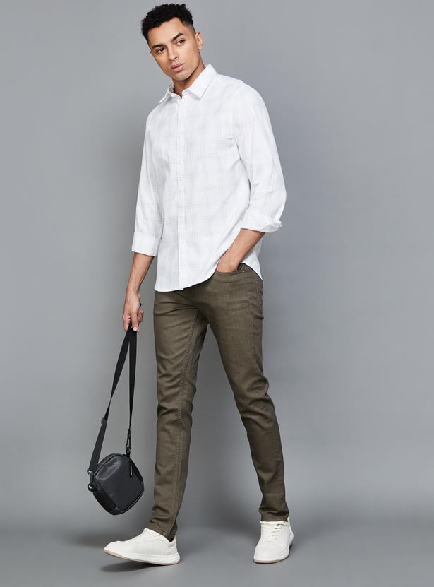 DENIMIZE Men Checked Slim Fit Casual Shirt