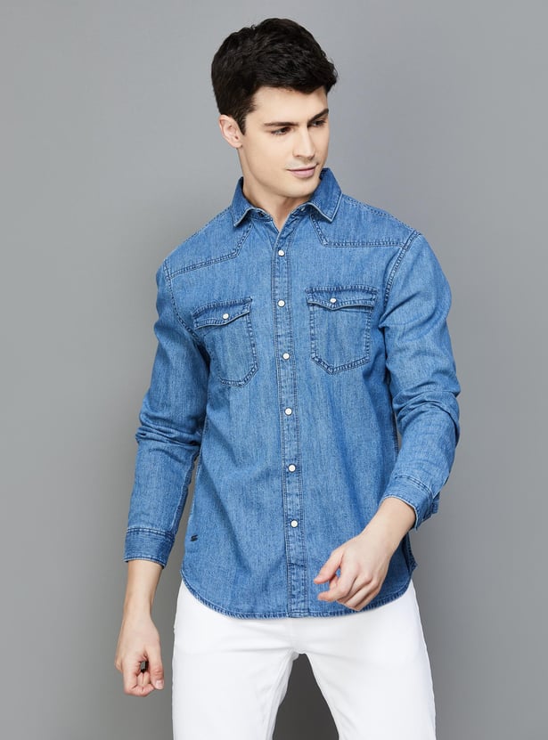 FORCA Men Regular Fit Denim Casual Shirt