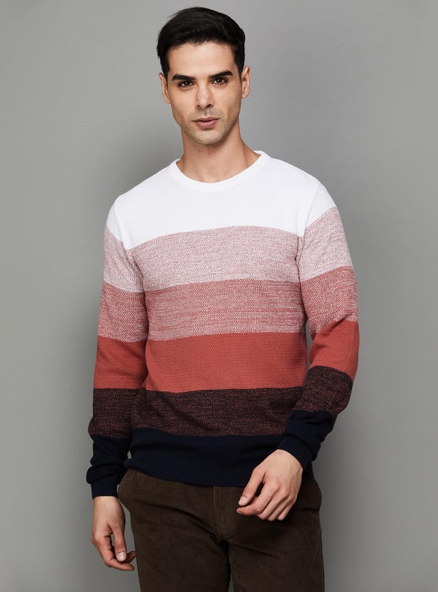 CODE Men Striped Regular Fit Sweater
