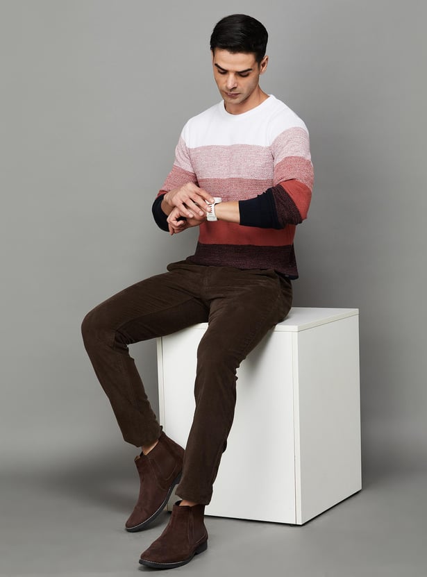 CODE Men Striped Regular Fit Sweater