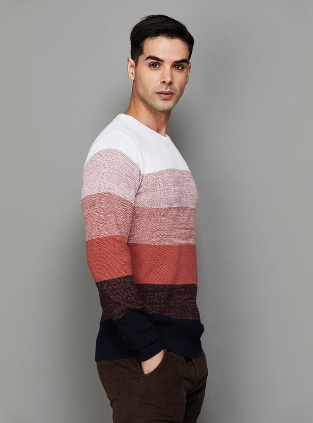 CODE Men Striped Regular Fit Sweater