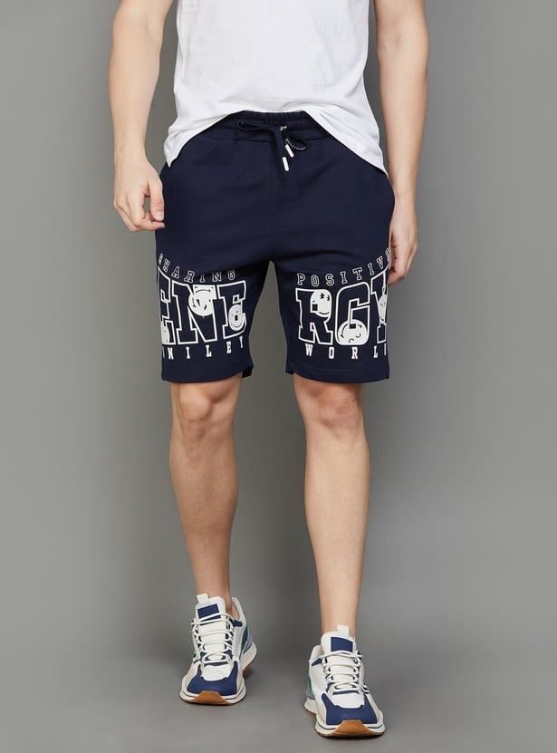 SmileyWorld Men Printed Elasticated Casual Shorts