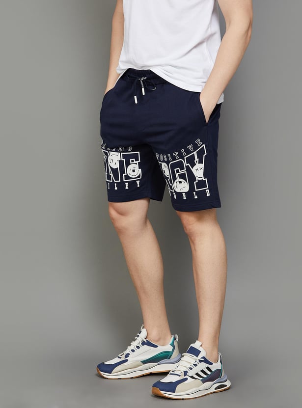SmileyWorld Men Printed Elasticated Casual Shorts