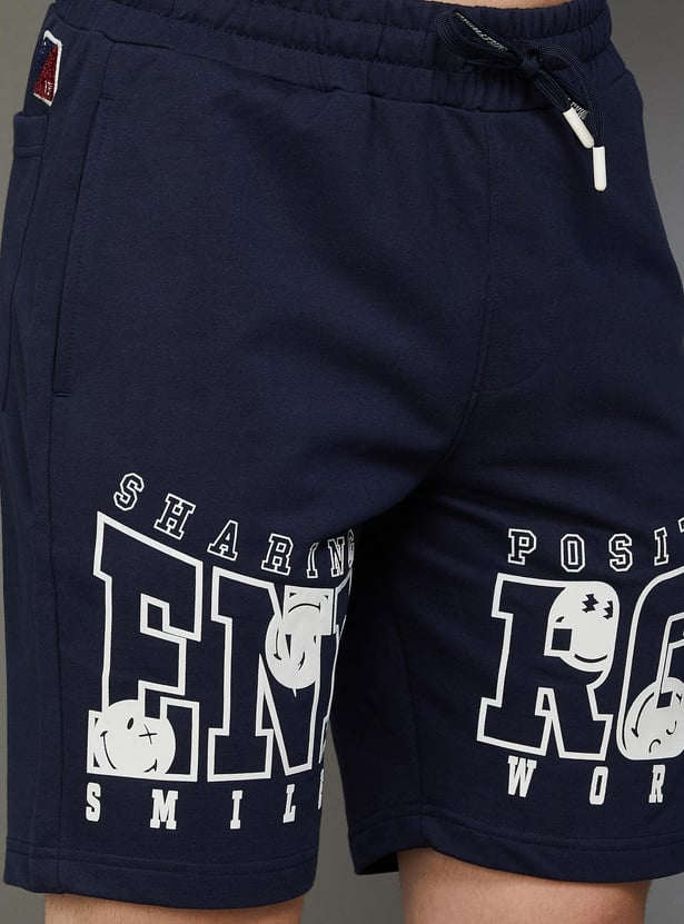 SmileyWorld Men Printed Elasticated Casual Shorts
