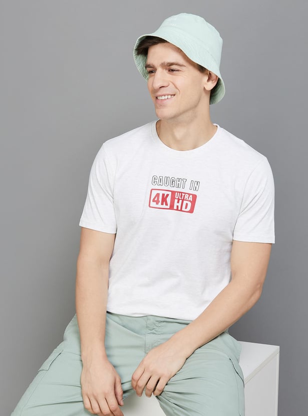 FAME FOREVER Men Printed Regular Fit Crew Neck T-shirt