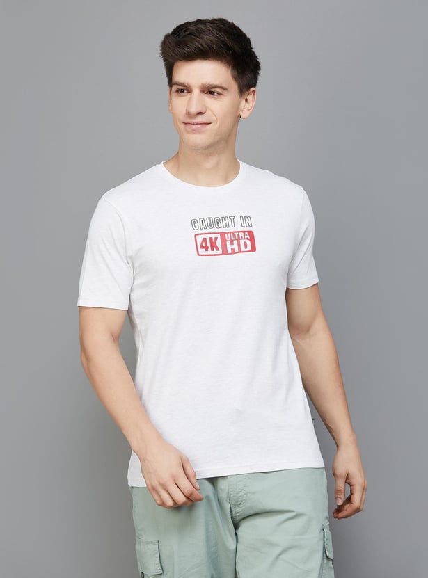 FAME FOREVER Men Printed Regular Fit Crew Neck T-shirt