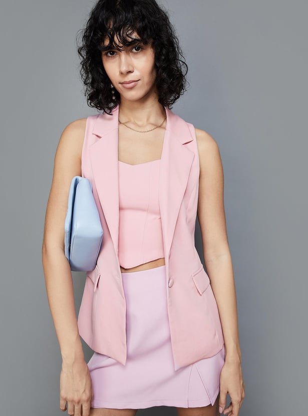 Pink sleeveless jacket deals