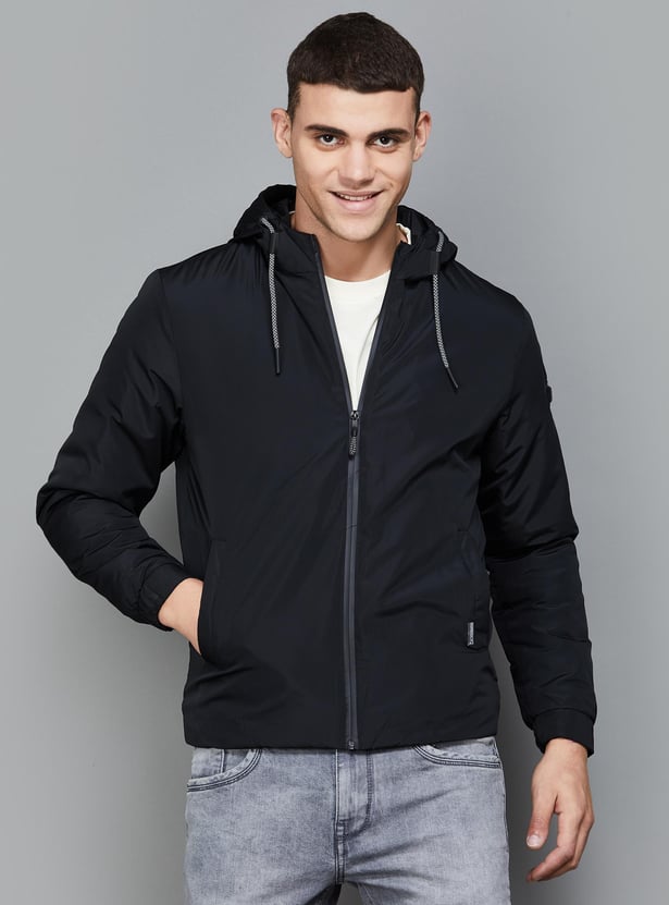 Buy BOSSINI Men Solid Hooded Thermo Regulating Jacket from Bossini at just INR 4999.0