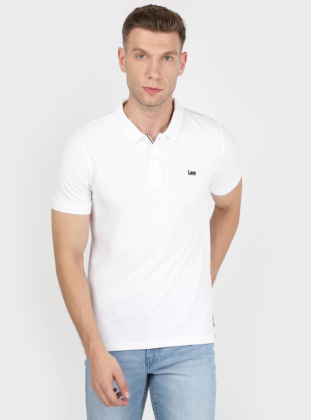 LEE Men Solid Slim Fit Polo T-shirt