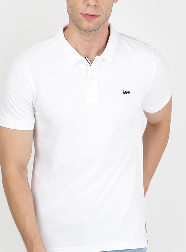 LEE Men Solid Slim Fit Polo T-shirt