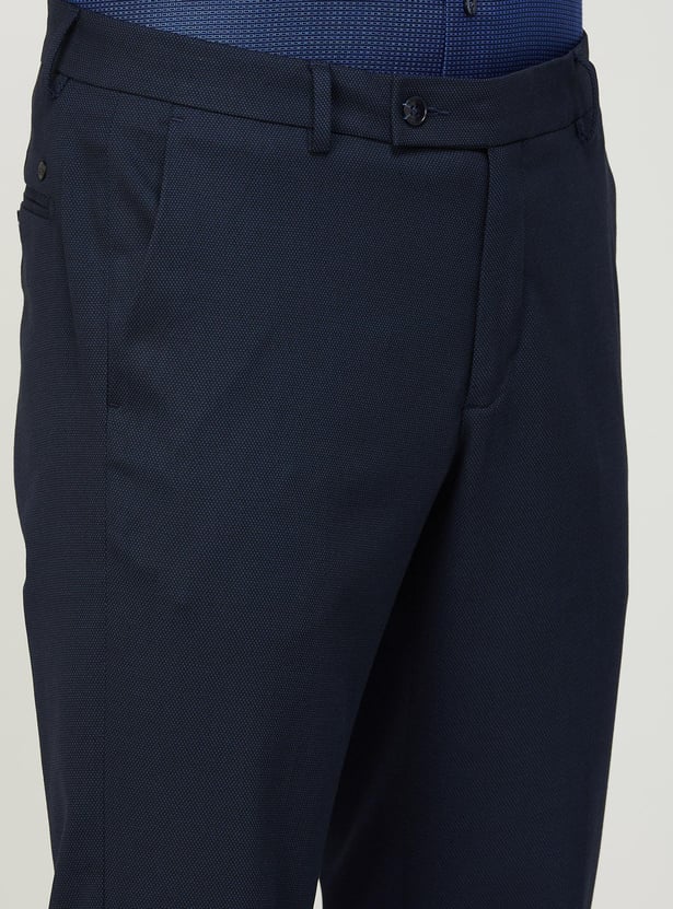 ARROW Men Solid Slim Tapered Flat Front Trousers